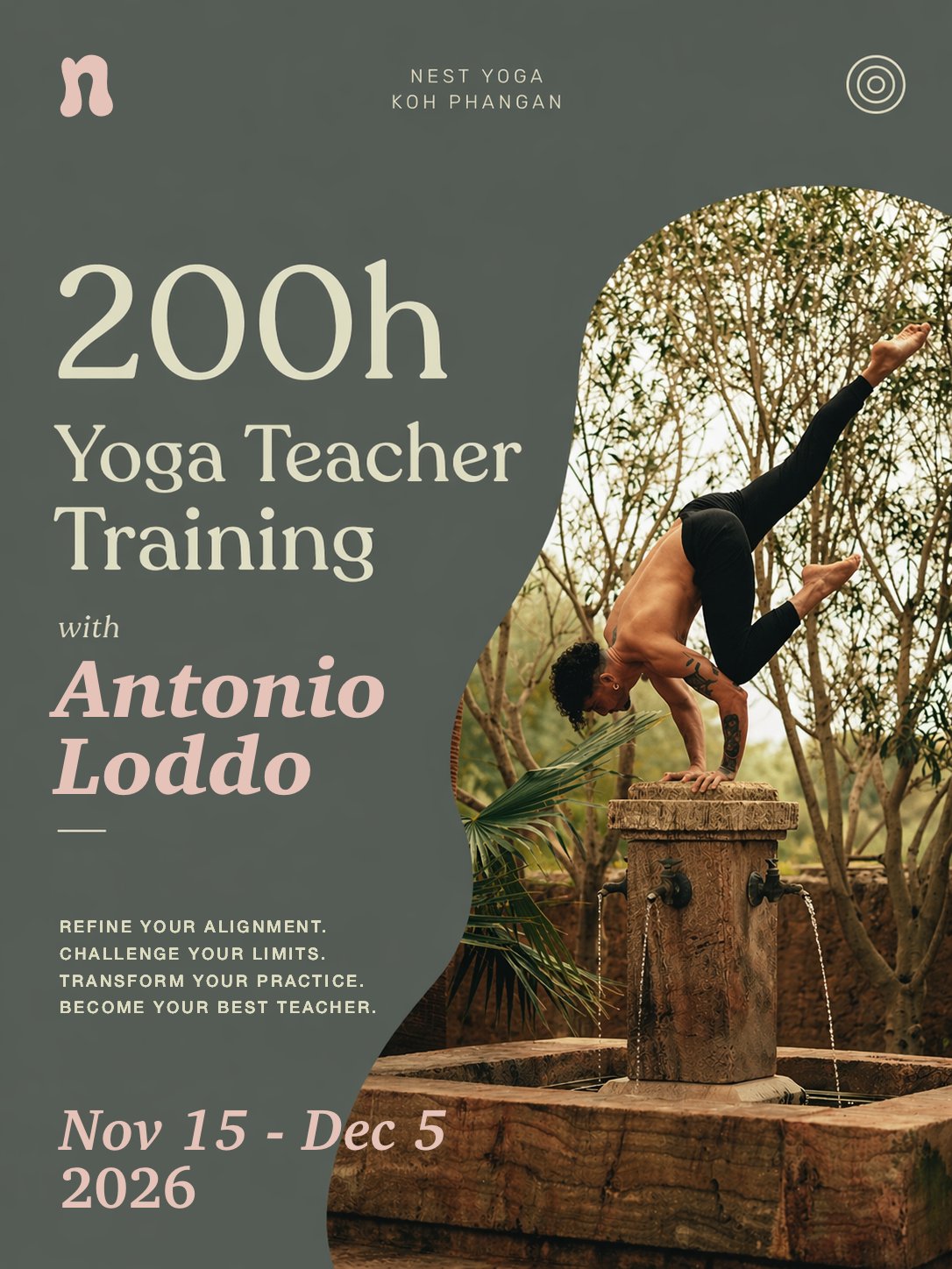 200h Yoga Teacher Training Koh Phangan with Antonio Loddo, Nov 15–Dec 5 2026